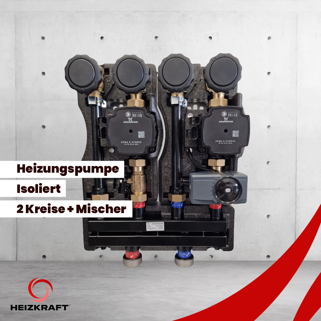 STATION90 Heizungspumpengruppe mit Isolierung und Grundfos UPM3 Pumpe